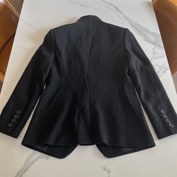 Ann Taylor 100% Wool Black Double Breasted Ruffled Collar Jacket Blazer Vtg. 8P - Picture 11 of 13